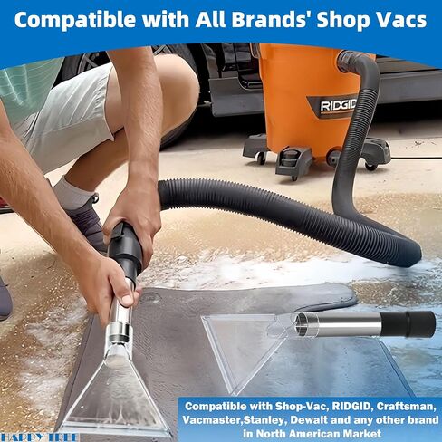 Happy Tree Universal Fit All Shop Vacs with1-1/4 &1-7/8" & 2-1/2" Adapters, Large & Small Clear Extractor Accessory for Upholstery & Carpet Cleaning and Car Detailing, Shop Vac Extraction Attachment in Kuwait