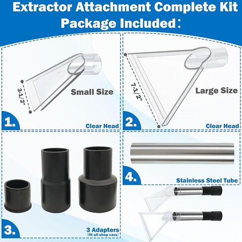 Happy Tree Universal Fit All Shop Vacs with1-1/4 &1-7/8" & 2-1/2" Adapters, Large & Small Clear Extractor Accessory for Upholstery & Carpet Cleaning and Car Detailing, Shop Vac Extraction Attachment in Kuwait