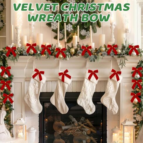 36 PCS Red Small Velvet Bows for Christmas Tree 3.5" Mini Christmas Bows for Gift Wrapping Twist Tie Velvet Ribbon Bow for Wreath Crafts Party Wedding Treat Bag Home Decor in Saudi Arabia