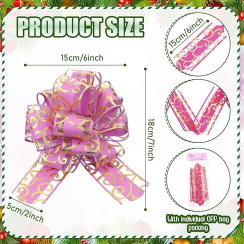 Poen 36 Pcs 6 Inch Christmas Pull Bows Gift Wrapping Glitter Swirl Pattern Pull Bows Large Gift Pull Bow with Ribbon for Christmas Wedding Baskets Valentine's Day Birthday Decoration(Multicolor) in Saudi Arabia