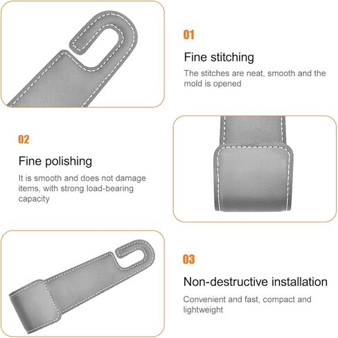 2PCS Car Seat Headrest Hook, Microfiber Leather Vehicle Back Seat Storage Hanger Holder, Automotive Purse Bag Hanging Organizer Accessories, Universal for SUV, Sedan, Truck (Beige) in Saudi Arabia