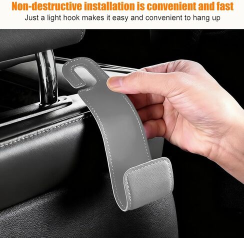 2PCS Car Seat Headrest Hook, Microfiber Leather Vehicle Back Seat Storage Hanger Holder, Automotive Purse Bag Hanging Organizer Accessories, Universal for SUV, Sedan, Truck (Beige) in Saudi Arabia