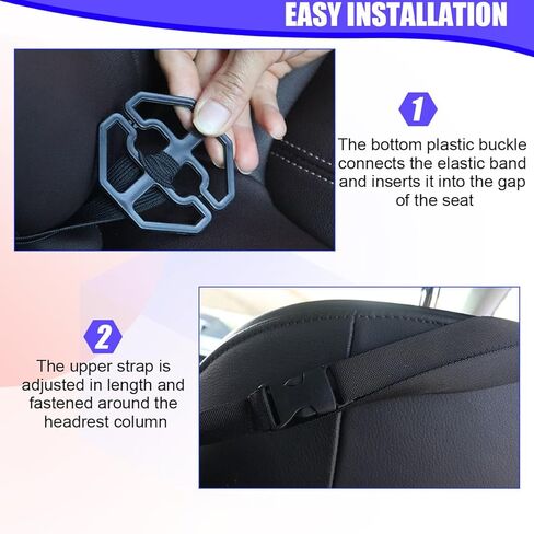 Car Handbag Holder Between Seats, Leather Large Capacity Front Seats Organizer Pocket, Automotive Purse Holder Storage Bag with Buckle Straps, Universal for SUV RV Truck (Black) in Saudi Arabia