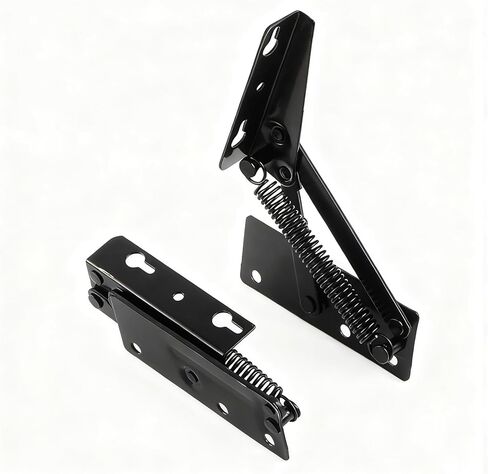 White Spring Hinge 80 Degree Foldable Lifting Bracket is widely Used for Sofa Hinge Lifting and Furniture Storage Support Hinges in Kuwait