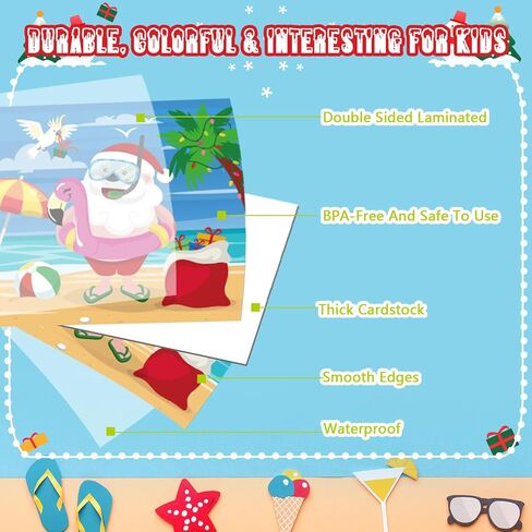 Containlol 48 Pcs Summer Christmas Games Hawaiian Christmas Matching Games Cards Summer Beach Memory Cards for Adult Family Gathering Favors Holiday Tropical Xmas Party Supplies in Saudi Arabia