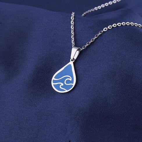 FEELMEM Ocean Wave Necklace Blue Wave Ocean Beach Sea Drop Shape Pendant Necklace Surfer Wave Jewelry Beach Lover Gift in Saudi Arabia
