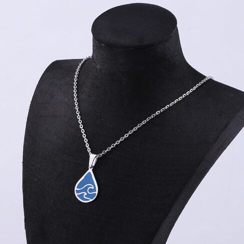 FEELMEM Ocean Wave Necklace Blue Wave Ocean Beach Sea Drop Shape Pendant Necklace Surfer Wave Jewelry Beach Lover Gift in Saudi Arabia