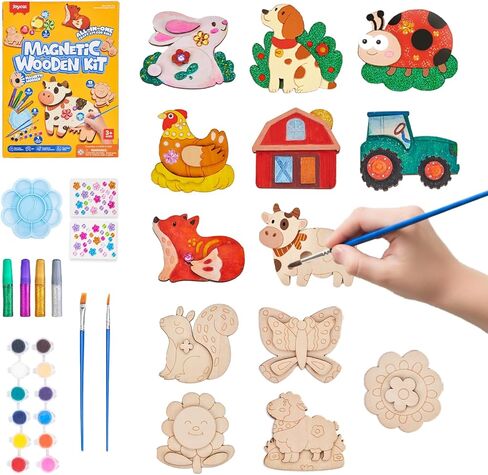 JoyCat DIY Wooden Magnets Kit, 13 Pcs Christmas Art Supplies, Painting Kit, Arts and Crafts for Kids Ages 4-8 8-12, Party Favors, Christmas Crafts, Birthday Gifts, Toys for Boys Girls in Saudi Arabia