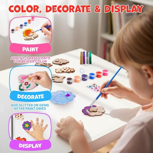 JoyCat DIY Wooden Magnets Kit, 13 Pcs Christmas Art Supplies, Painting Kit, Arts and Crafts for Kids Ages 4-8 8-12, Party Favors, Christmas Crafts, Birthday Gifts, Toys for Boys Girls in Saudi Arabia