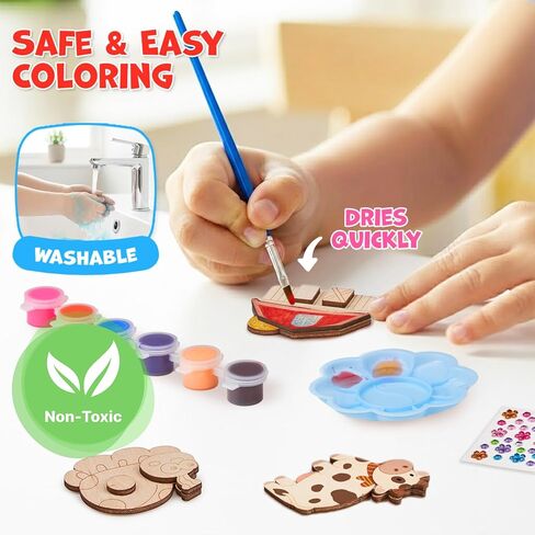 JoyCat DIY Wooden Magnets Kit, 13 Pcs Christmas Art Supplies, Painting Kit, Arts and Crafts for Kids Ages 4-8 8-12, Party Favors, Christmas Crafts, Birthday Gifts, Toys for Boys Girls in Saudi Arabia