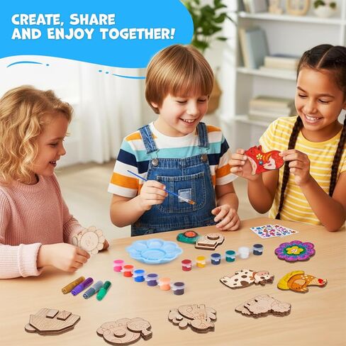 JoyCat DIY Wooden Magnets Kit, 13 Pcs Christmas Art Supplies, Painting Kit, Arts and Crafts for Kids Ages 4-8 8-12, Party Favors, Christmas Crafts, Birthday Gifts, Toys for Boys Girls in Saudi Arabia