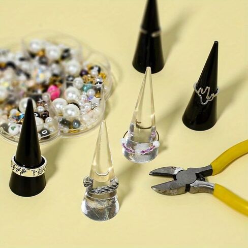 6pcs Clear Acrylic Cone Ring Holders, Rectangular Desktop Jewelry Display Stands, No Power Needed Ring Organizer for Women and Girls, Jewelry Towers in Saudi Arabia