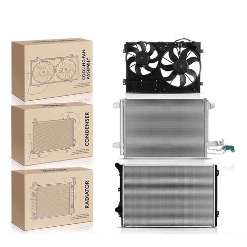 Replacement Parts for 3× Radiator&AC Condenser &Cooling Fan Kit for Audi TT Quattro 09-13 Volkswagen Mod-AP88P-30118 in Saudi Arabia