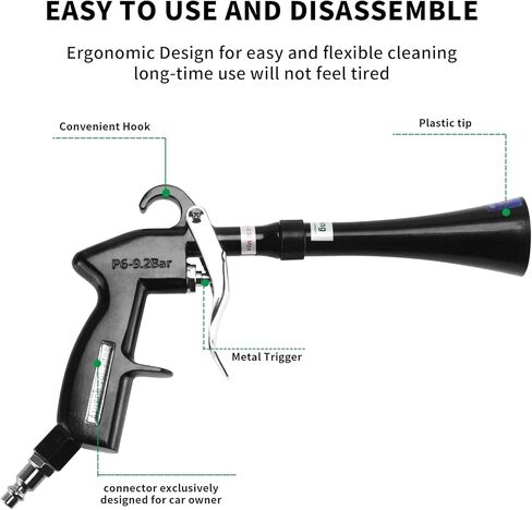 مسدس تنظيف داخلي للسيارة عالي الضغط لتنجيد السيارة، ضاغط هواء تورنيدو مرفق، مسدس نفخ الهواء، منظف غبار السيارة، ضاغط هواء، مسدس نفخ مزود بفوهة in Kuwait