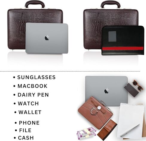 DA LV Full Grain Leather Briefcase for Men - Business Laptop Bag - Imported Handmade Leather Bag - Attache -Men Gifts in Saudi Arabia
