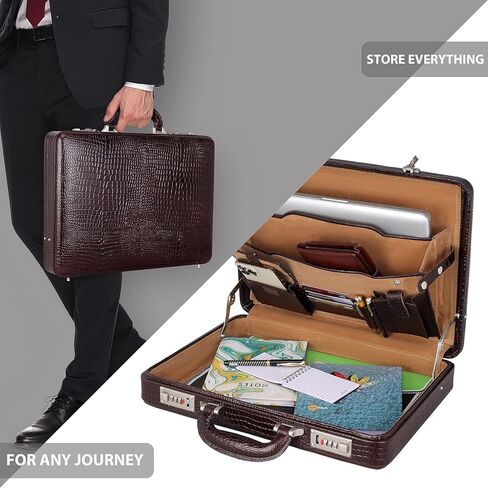 DA LV Full Grain Leather Briefcase for Men - Business Laptop Bag - Imported Handmade Leather Bag - Attache -Men Gifts in Saudi Arabia