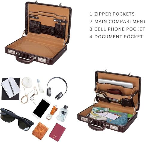 DA LV Full Grain Leather Briefcase for Men - Business Laptop Bag - Imported Handmade Leather Bag - Attache -Men Gifts in Saudi Arabia