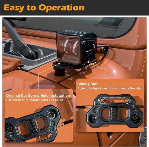 Wrangler JL Light Bar Mounting Bracket، Gladiator JT Hood Light Mount A-Pillar LED Pod Light Bracket، خندق ضوء بين قوسين متوافق مع 2018-2024 Jeep Wrangler JL JLU 4xe Gladiator JT Accessories in Kuwait