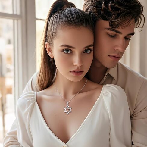 Star of David Necklace Sterling Silver Celtic Abalone Shell Cross Pendant Jewelry for Women Gifts in Kuwait