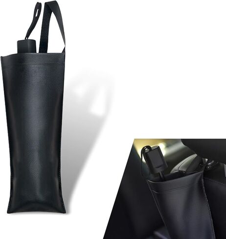 Car Umbrella Holder, Seat Back Organizer, Foldable Umbrella Storage Bag, Hanging Storage Holder Bucket, Universal for Most Car (Black) in Saudi Arabia