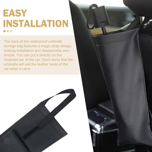 Car Umbrella Holder, Seat Back Organizer, Foldable Umbrella Storage Bag, Hanging Storage Holder Bucket, Universal for Most Car (Black) in Saudi Arabia