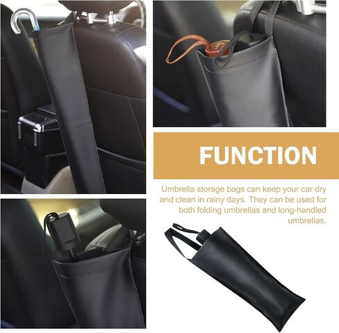 Car Umbrella Holder, Seat Back Organizer, Foldable Umbrella Storage Bag, Hanging Storage Holder Bucket, Universal for Most Car (Black) in Saudi Arabia
