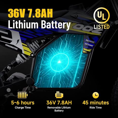 KOOZ HP112E 36V 1000W دراجة ترابية كهربائية للأطفال، 3 أوضاع للسرعة، دراجة نارية كهربائية للمراهقين تصل إلى 18 ميلاً في الساعة و15 ميلاً طويلة المدى، تعليق مزدوج وفرامل قرصية، إطار قوي 16 بوصة للأطفال المراهقين in Kuwait