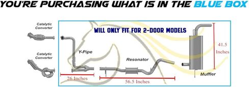 Exhaust Y-Pipe Resonator Muffler System Kit Compatible for 2012-2015 Jeep Wrangler 3.6L | Stainless Steel | Northeastern Exhaust | Includes Clamps | Automotive Replacement Part | Direct Fit in Saudi Arabia
