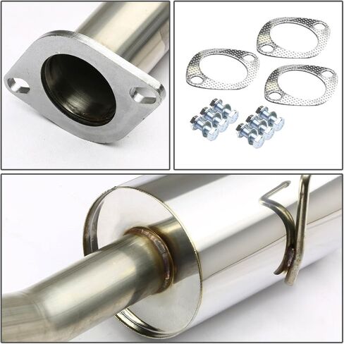 Auto Dynasty 4 Inches Rolled Muffler Tip Catback Exhaust System Compatible with 02-06 Nissan Sentra SE-R Spec V Sedan 4-Door, Stainless Steel in Saudi Arabia