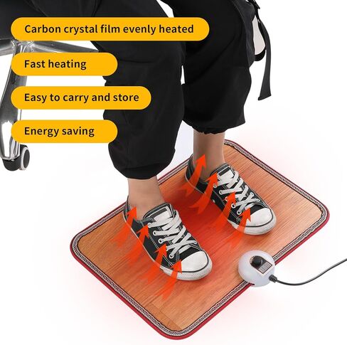 Livtribe AC 110V Heated Floor Mat for Foot, Gray Carbon Crystal Heating Pad, Electric Heated Foot Warmers for Office, Home in Kuwait
