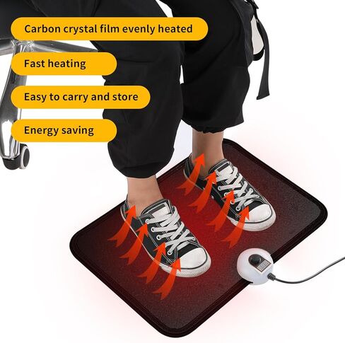 AC 110V Heated Floor Mat for Foot, Beige Carbon Crystal Heating Pad, Electric Heated Foot Warmers for Office, Home in Kuwait