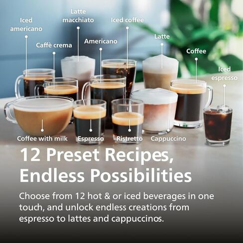 PHILIPS Series 4400 Fully Automatic LatteGo Espresso Machine, SilentBrew Technology, Quick Start. Aromatic Coffee from Freshly Ground Beans, 12 Hot and Iced Drinks, Black Chrome (EP4444/90) in Kuwait