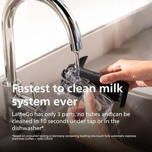 PHILIPS Series 4400 Fully Automatic LatteGo Espresso Machine, SilentBrew Technology, Quick Start. Aromatic Coffee from Freshly Ground Beans, 12 Hot and Iced Drinks, Black Chrome (EP4444/90) in Kuwait