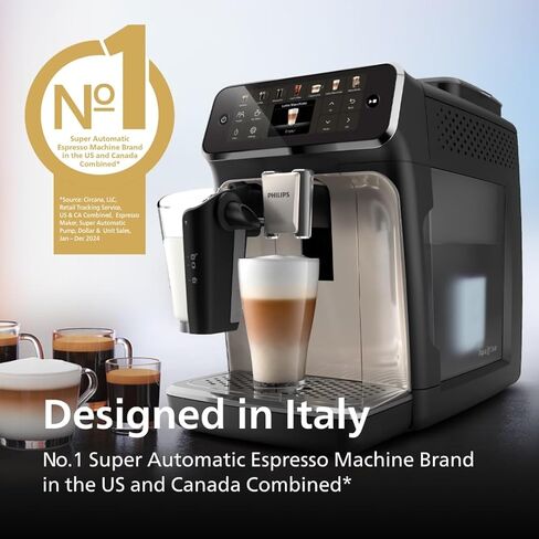 PHILIPS Series 4400 Fully Automatic LatteGo Espresso Machine, SilentBrew Technology, Quick Start. Aromatic Coffee from Freshly Ground Beans, 12 Hot and Iced Drinks, Black Chrome (EP4444/90) in Kuwait