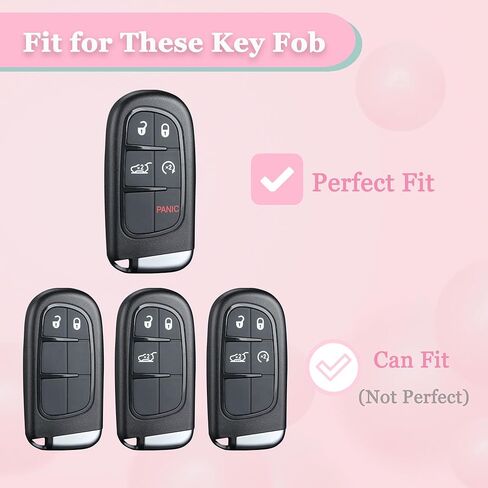 for Dodge Challenger Key Fob Cover - 3 4 5 Buttons Soft TPU Key Fob Case for Durango Charger Jeep Grand Cherokee Renegade Compass Comander Full Protection Car Key Cover with Bling Keychain （Pink） in Saudi Arabia