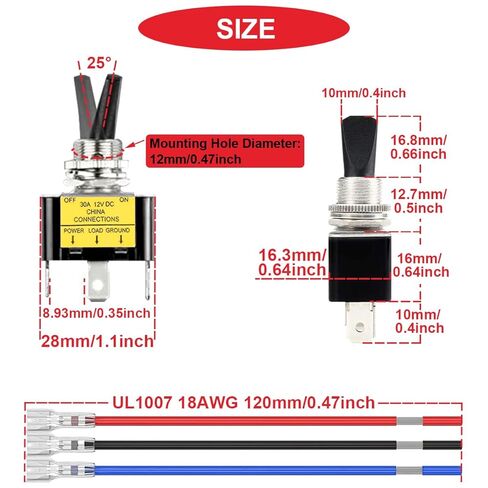 2 قطعة مفتاح تبديل مضيء DC 12V 30A SPST 3Pin ON OFF مفتاح LED أصفر مع أسلاك طرفية مقفلة وأغطية أسلاك للسيارات والقوارب والمنازل المتنقلة وأضواء LED وأضواء الضباب وأضواء تحت الوهج in Saudi Arabia