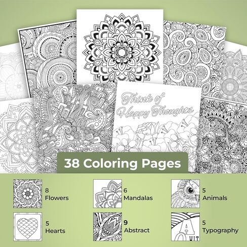 Art of Life Adult Coloring Book, 38 Pages with 12 Colored Pencils Set. For Relaxation and Stress Relief. Adult Coloring Books for Adults Relaxation. Stress Relief Gifts. in Saudi Arabia