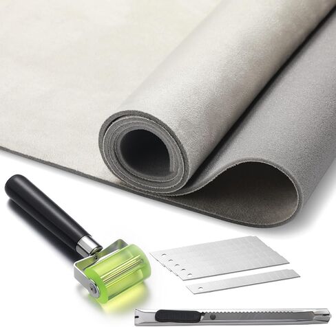 Pangda Suede Headliner Fabric 98 x 60'' with 1/9" Foam Backing Car Roof Headliner Fabric Suede Material Rubber Seam Roller Utility Knife for DIY Automotive Rv Boat Ceiling Interior Repair (Black) in Saudi Arabia