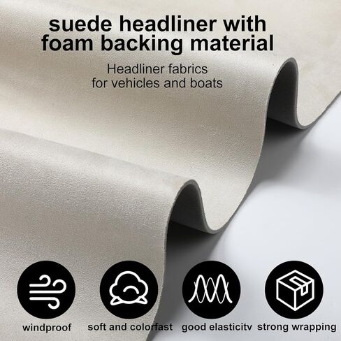 Pangda Suede Headliner Fabric 98 x 60'' with 1/9" Foam Backing Car Roof Headliner Fabric Suede Material Rubber Seam Roller Utility Knife for DIY Automotive Rv Boat Ceiling Interior Repair (Black) in Saudi Arabia