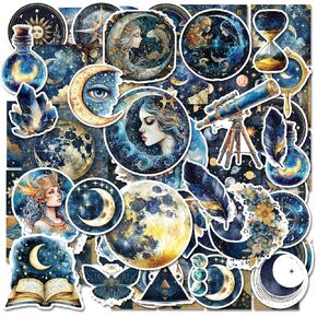 115PCS Celestial Stickers for Scrapbooking Journaling, Astronomy Space Stickers, Galaxy Planet Moon Star Sticker, Vintage Cosmic Decals for Laptops, Water Bottles, Journals & Crafts in Kuwait