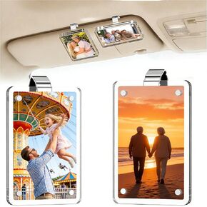 حامل صور السيارة الشفاف، قطعتان من حامل صور السيارة، مشبك قناع السيارة، إطار صورة السيارة/حامل صور مغناطيسي أكريليك مخصص لأي طراز سيارة، عرض الصور الشخصية أو العائلية in Kuwait