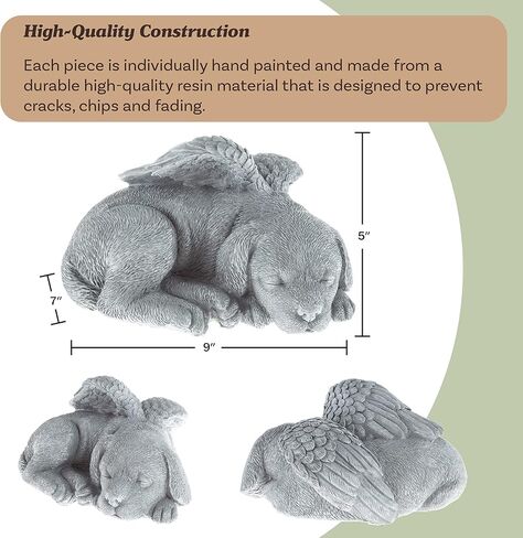 Pure Garden Outdoor Cat Memorial Stone, Gray, 8" x 6.5" x 4.5" in Saudi Arabia