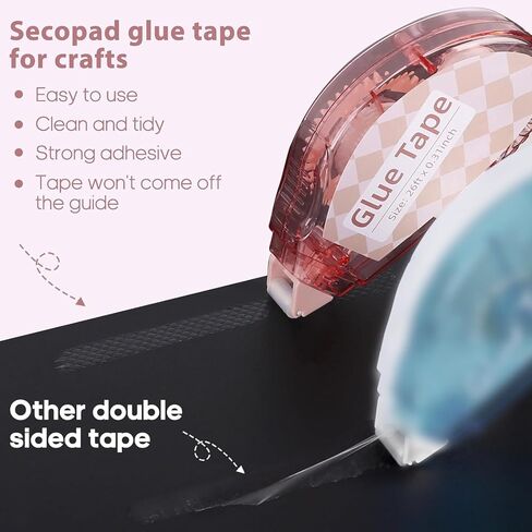 4 Pack Scrapbook Tape, Double Sided Tape for Crafts, Adhesive Glue Runner for Scrapbooking Journaling Supplies, for Kids and Adults School Office Teacher Supplies, 0.3IN x 26FT in Saudi Arabia