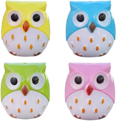 Dual Holes Mini Cute Lovely Cartoon Animal Owl Pencil Sharpener Creative Kawaii Cutter Knife School Supplies Manual Large Eyebrow Pencil Cutter Accessory(4pcs) in Kuwait