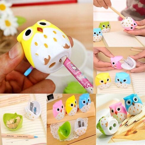 Dual Holes Mini Cute Lovely Cartoon Animal Owl Pencil Sharpener Creative Kawaii Cutter Knife School Supplies Manual Large Eyebrow Pencil Cutter Accessory(4pcs) in Kuwait