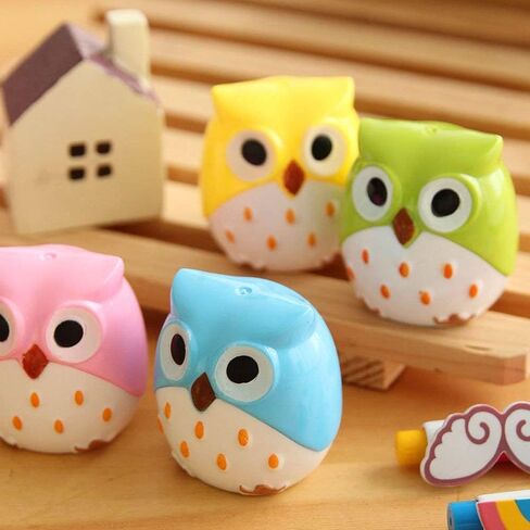 Dual Holes Mini Cute Lovely Cartoon Animal Owl Pencil Sharpener Creative Kawaii Cutter Knife School Supplies Manual Large Eyebrow Pencil Cutter Accessory(4pcs) in Kuwait