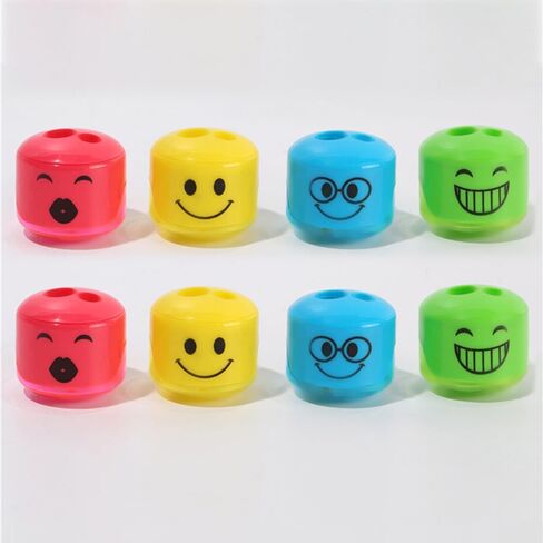 8 Pieces Smiley Face Pencil Sharpener Set - Cute & Vibrant Colors (Smiley, 8) in Saudi Arabia