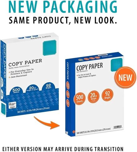 Copy Paper, 8.5 x 11 Inch, 92 Bright White, 20 lb, 500 Sheets per Ream in Saudi Arabia