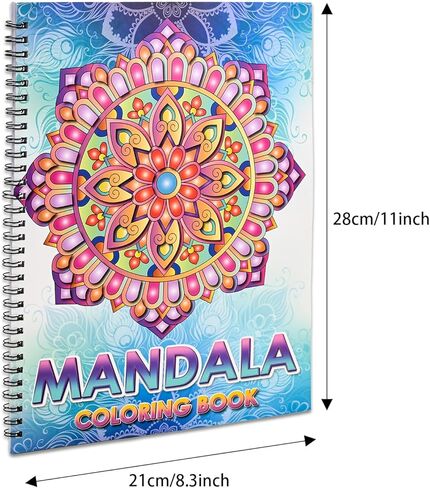 Adult Coloring Book Set,Spiral Bound Coloring Book for Adults Relaxation,60 Pattern Included Animal,Madalas and Flowers,Stress Relief Coloring Books for Women in Saudi Arabia