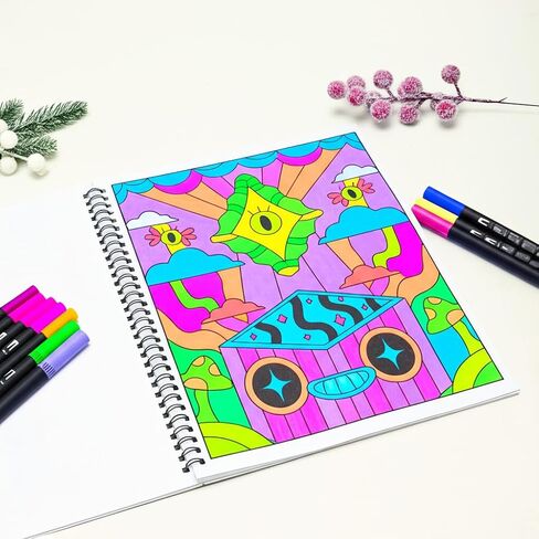 Adult Coloring Book Set,Spiral Bound Coloring Book for Adults Relaxation,60 Pattern Included Animal,Madalas and Flowers,Stress Relief Coloring Books for Women in Saudi Arabia